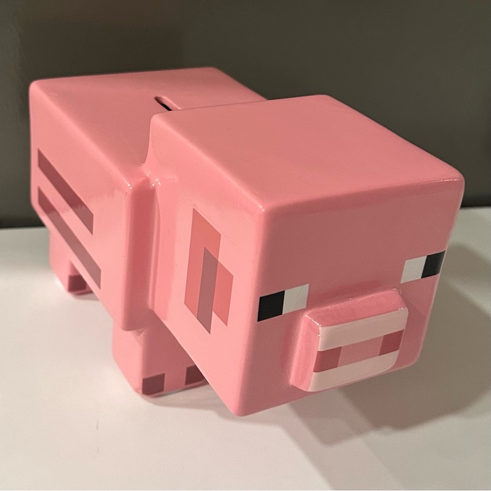 🆕 Minecraft Pig Ceramic Piggy Bank Pink Monjang